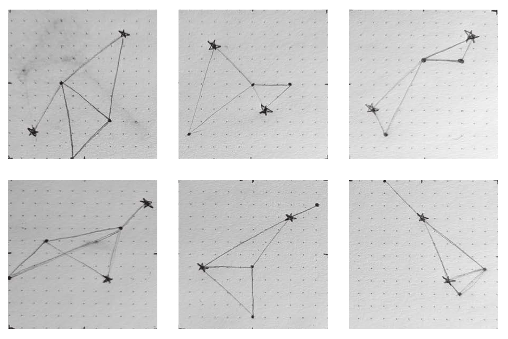 Pencil sketches of invented constellations.