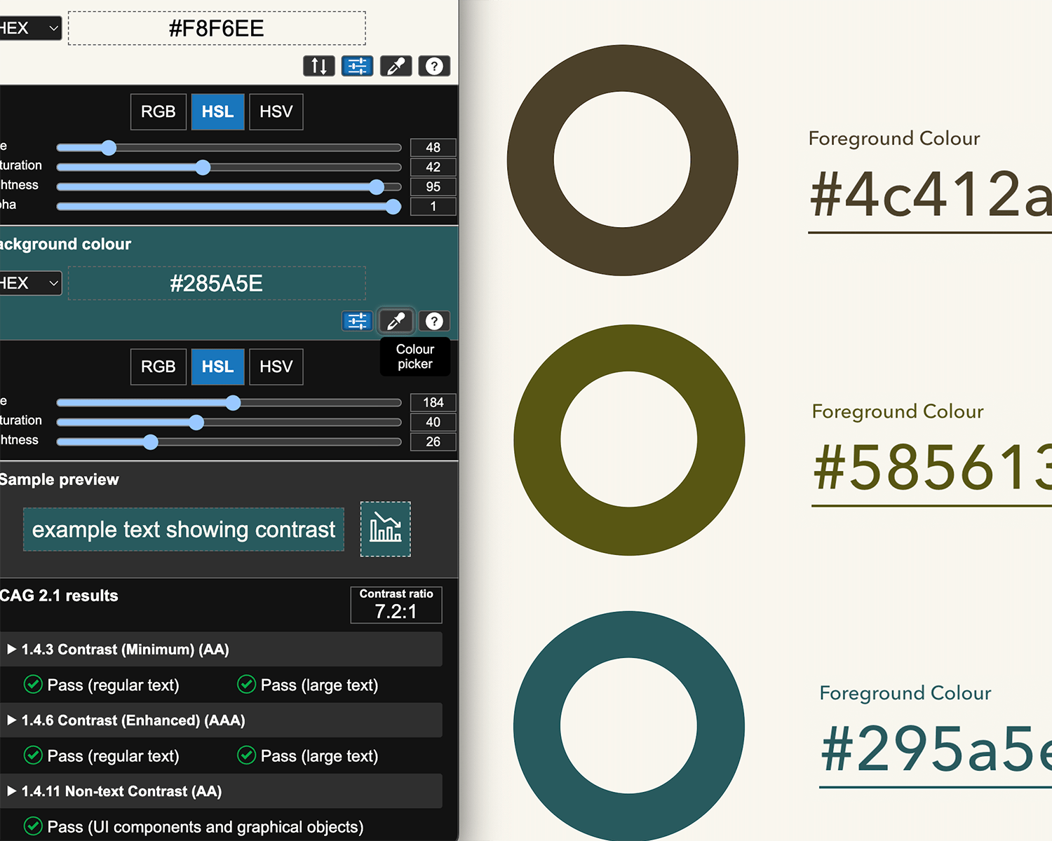 Three rings, each a different color, darker and more muted than the previous options